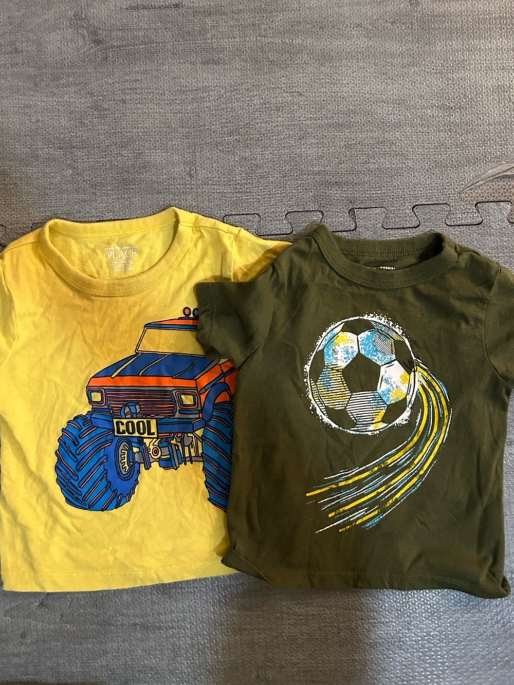 Boys Graphic Tees - Yellow Monster Truck & Olive Soccer Ball (2 shirts)